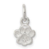Sterling Silver Paw Print Charm Pendant, Detailed Animal Paw Design, Pet Memorial Jewelry