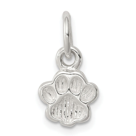 Sterling Silver Paw Print Charm Pendant, Detailed Animal Paw Design, Pet Memorial Jewelry