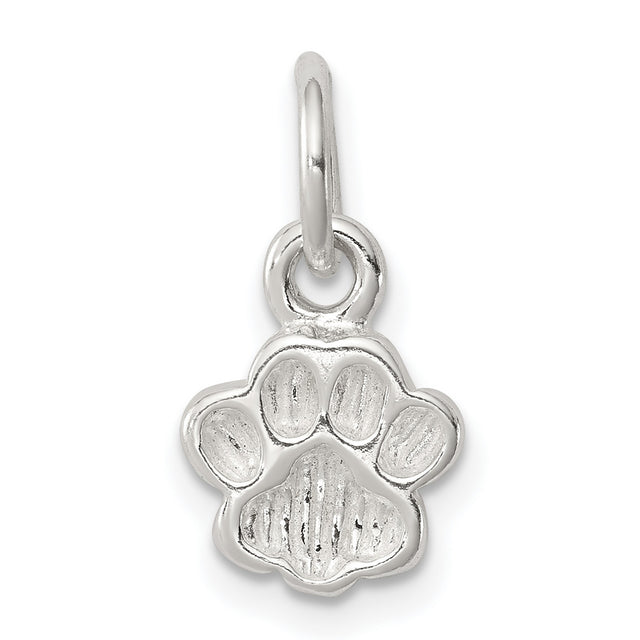 Sterling Silver Paw Print Charm Pendant, Detailed Animal Paw Design, Pet Memorial Jewelry