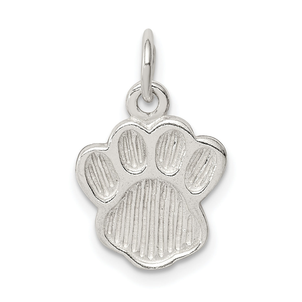 Sterling Silver Paw Print Charm Pendant with Raised Detail, Animal Theme Jewelry for Dog or Cat Lovers