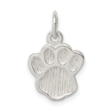 Sterling Silver Paw Print Charm Pendant with Raised Detail, Animal Theme Jewelry for Dog or Cat Lovers