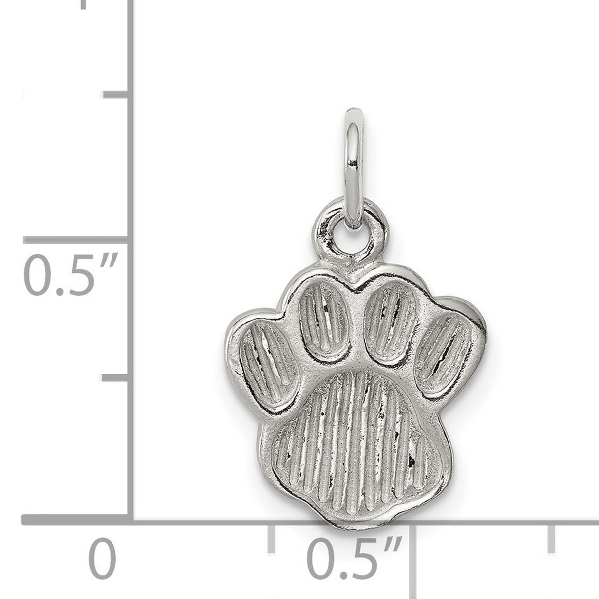 Sterling Silver Paw Print Charm Pendant with Raised Detail, Animal Theme Jewelry for Dog or Cat Lovers