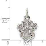 Sterling Silver Paw Print Charm Pendant with Raised Detail, Animal Theme Jewelry for Dog or Cat Lovers