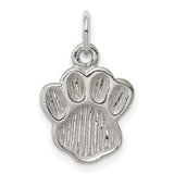 Sterling Silver Paw Print Charm Pendant with Raised Detail, Animal Theme Jewelry for Dog or Cat Lovers