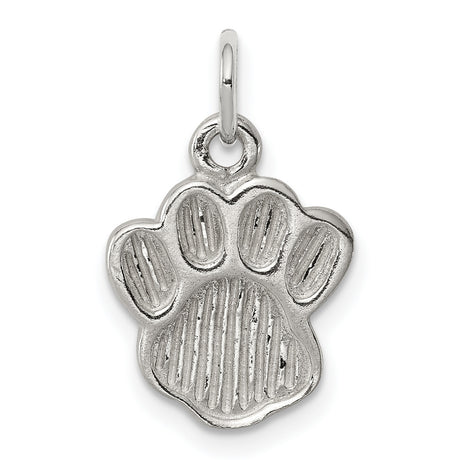 Sterling Silver Paw Print Charm Pendant with Raised Detail, Animal Theme Jewelry for Dog or Cat Lovers