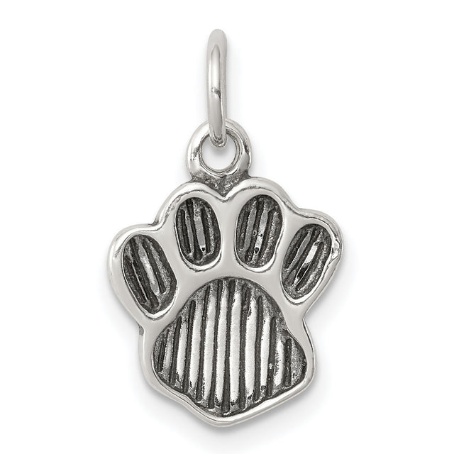 Sterling Silver Paw Pendant, Animal Print Memorial Charm, Pet Remembrance Jewelry
