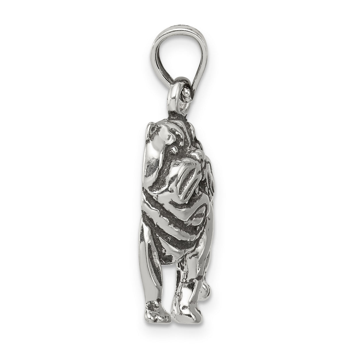 Sterling Silver Bulldog Pendant with Realistic 3D Dog Design, Unisex Animal Charm