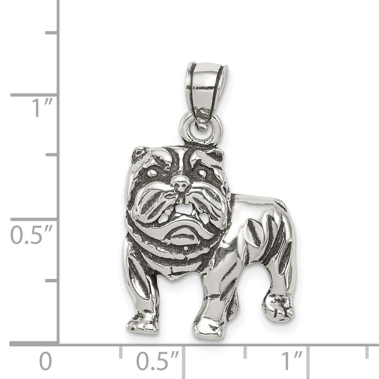 Sterling Silver Bulldog Pendant with Realistic 3D Dog Design, Unisex Animal Charm