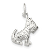 Sterling Silver Terrier Dog Pendant with Textured Design, Animal Charm for Pet Lovers