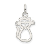 Polished Cat Charm Pendant in Real 925 Sterling Silver