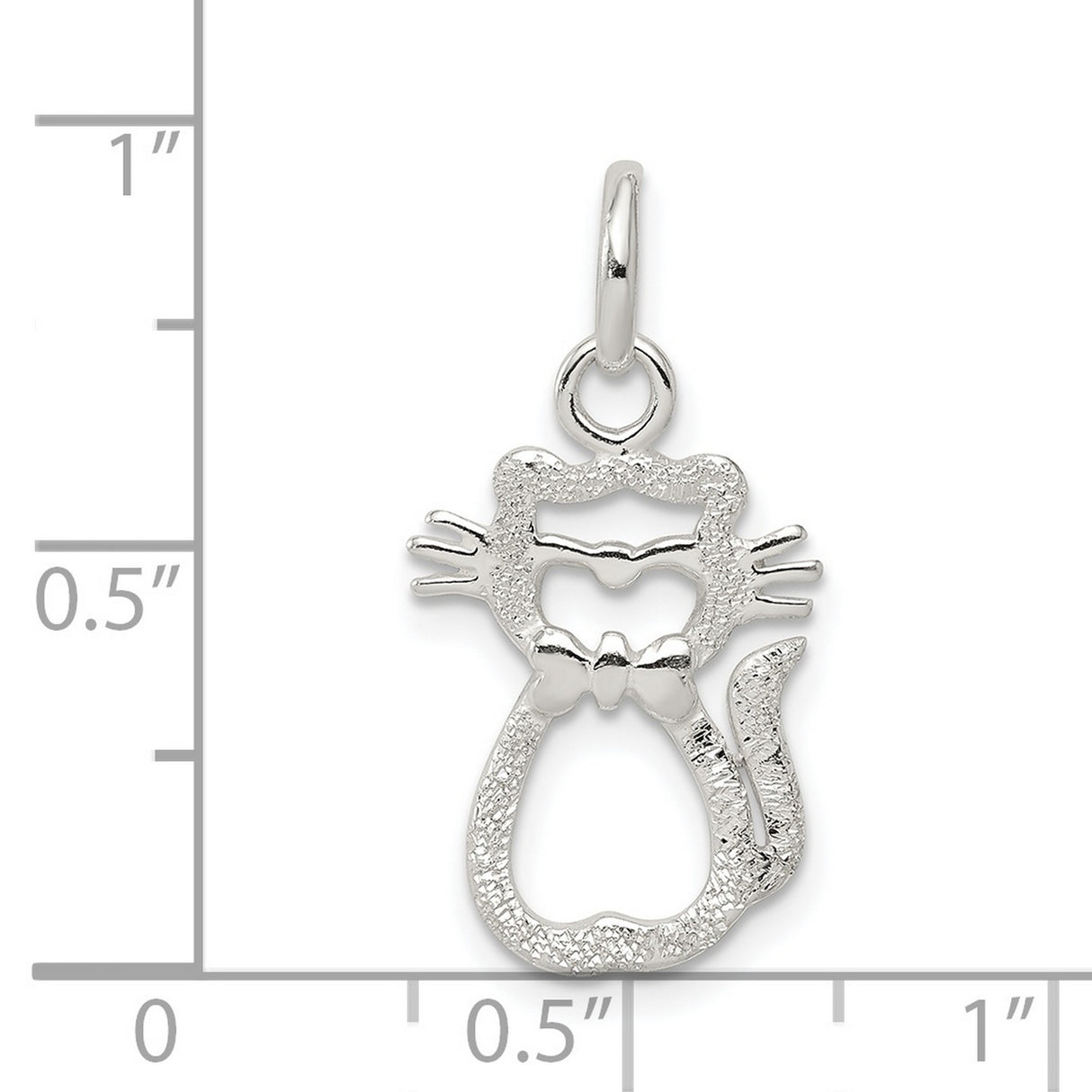 Polished Cat Charm Pendant in Real 925 Sterling Silver
