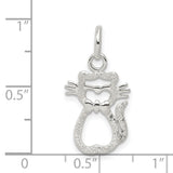 Polished Cat Charm Pendant in Real 925 Sterling Silver