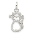 Polished Cat Charm Pendant in Real 925 Sterling Silver