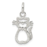 Polished Cat Charm Pendant in Real 925 Sterling Silver