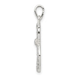 Polished CZ Cat Charm Pendant in Real 925 Sterling Silver