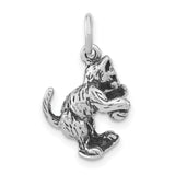 Antiqued Cat Playing Ball Charm Pendant in Real 925 Sterling Silver