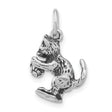 Antiqued Cat Playing Ball Charm Pendant in Real 925 Sterling Silver