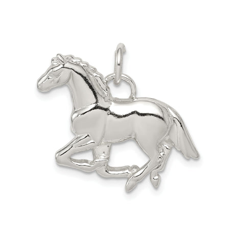 Sterling Silver Horse Pendant with Detailed Running Horse Design, Unisex Equestrian Charm