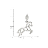 Sterling Silver Galloping Horse Pendant, Open Outline Equestrian Charm for Women