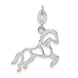 Sterling Silver Galloping Horse Pendant, Open Outline Equestrian Charm for Women