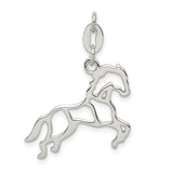 Sterling Silver Galloping Horse Pendant, Open Outline Equestrian Charm for Women