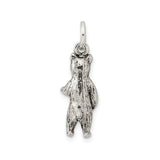 Sterling Silver Bear Pendant Charm with Textured Wildlife Design, Unisex Nature Jewelry