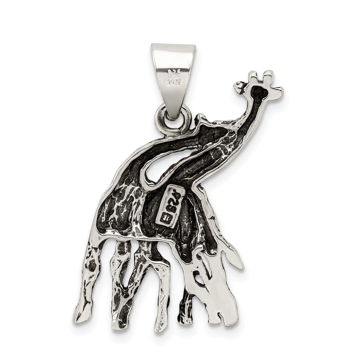 Sterling Silver Giraffe Pendant, Intertwined Wildlife Charm, Nature-Inspired Love Token Jewelry