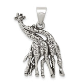 Sterling Silver Giraffe Pendant, Intertwined Wildlife Charm, Nature-Inspired Love Token Jewelry