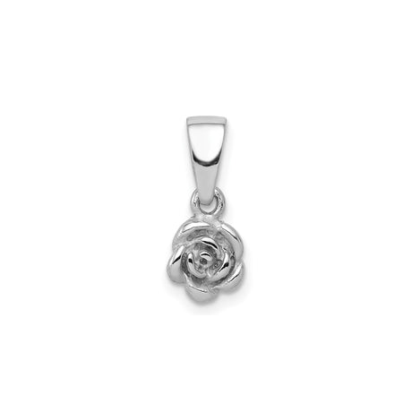 Sterling Silver Rose Flower Pendant with Detailed Petal Design, Romantic Botanical Jewelry for Women