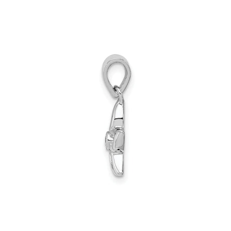 Sterling Silver Floral Pendant with Cubic Zirconia, Openwork Five-Petal Design, Botanical Style
