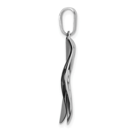 Sterling Silver Floral Pendant with Black Enamel Accents, Sunburst Cutout Design for Women