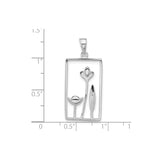 Sterling Silver Floral Pendant with Open-Frame Rectangle and Nature-Inspired Blooming Flowers