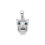 Sterling Silver Owl Pendant with Blue Glass Eyes, Detailed Animal Charm Design