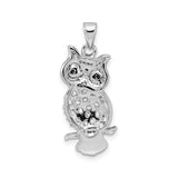 Sterling Silver Owl Pendant with Cubic Zirconia, Nature-Inspired Bird Jewelry for Women