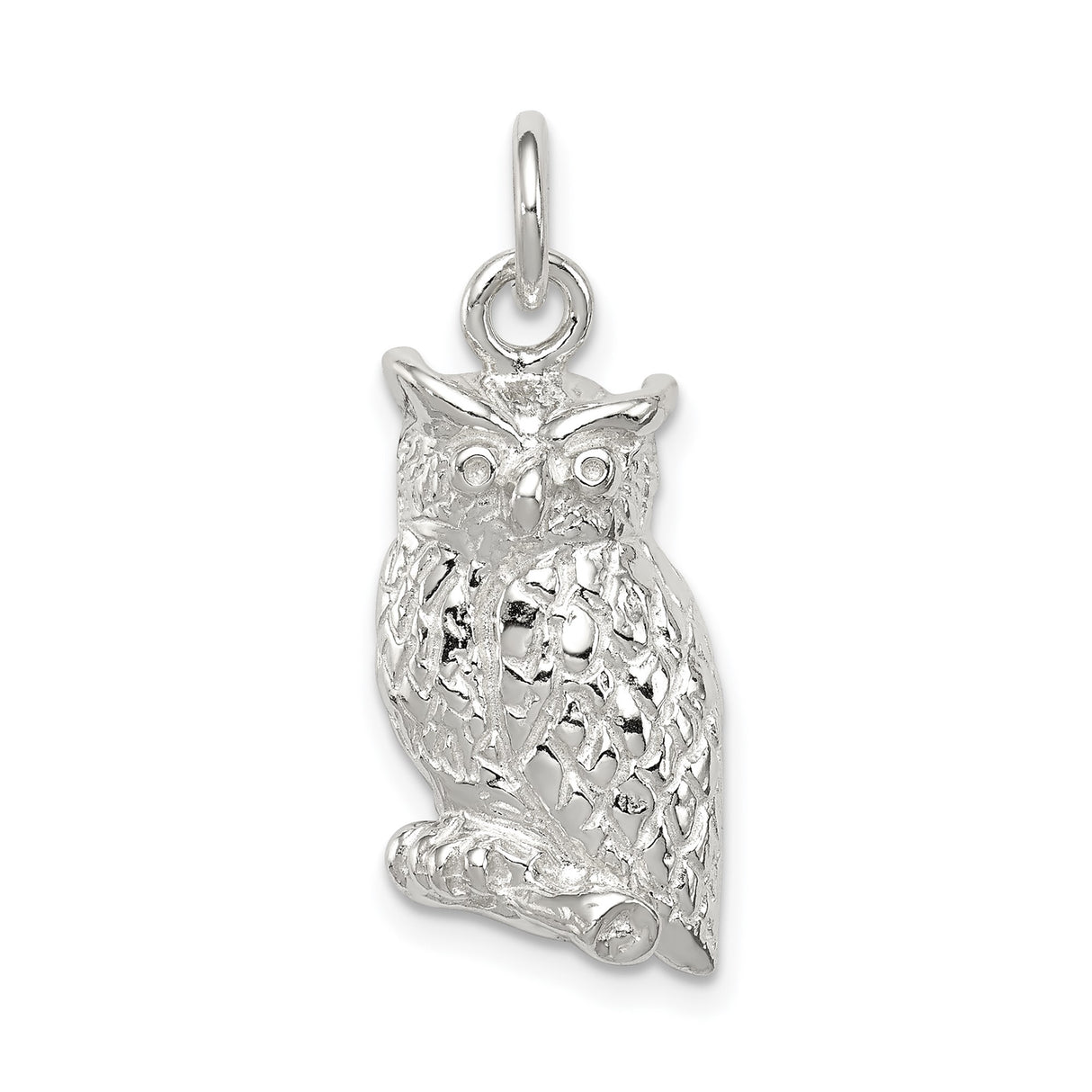 Sterling Silver Owl Pendant with Realistic Perched Owl Design, Symbolic Nature Jewelry