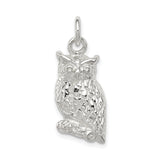 Sterling Silver Owl Pendant with Realistic Perched Owl Design, Symbolic Nature Jewelry