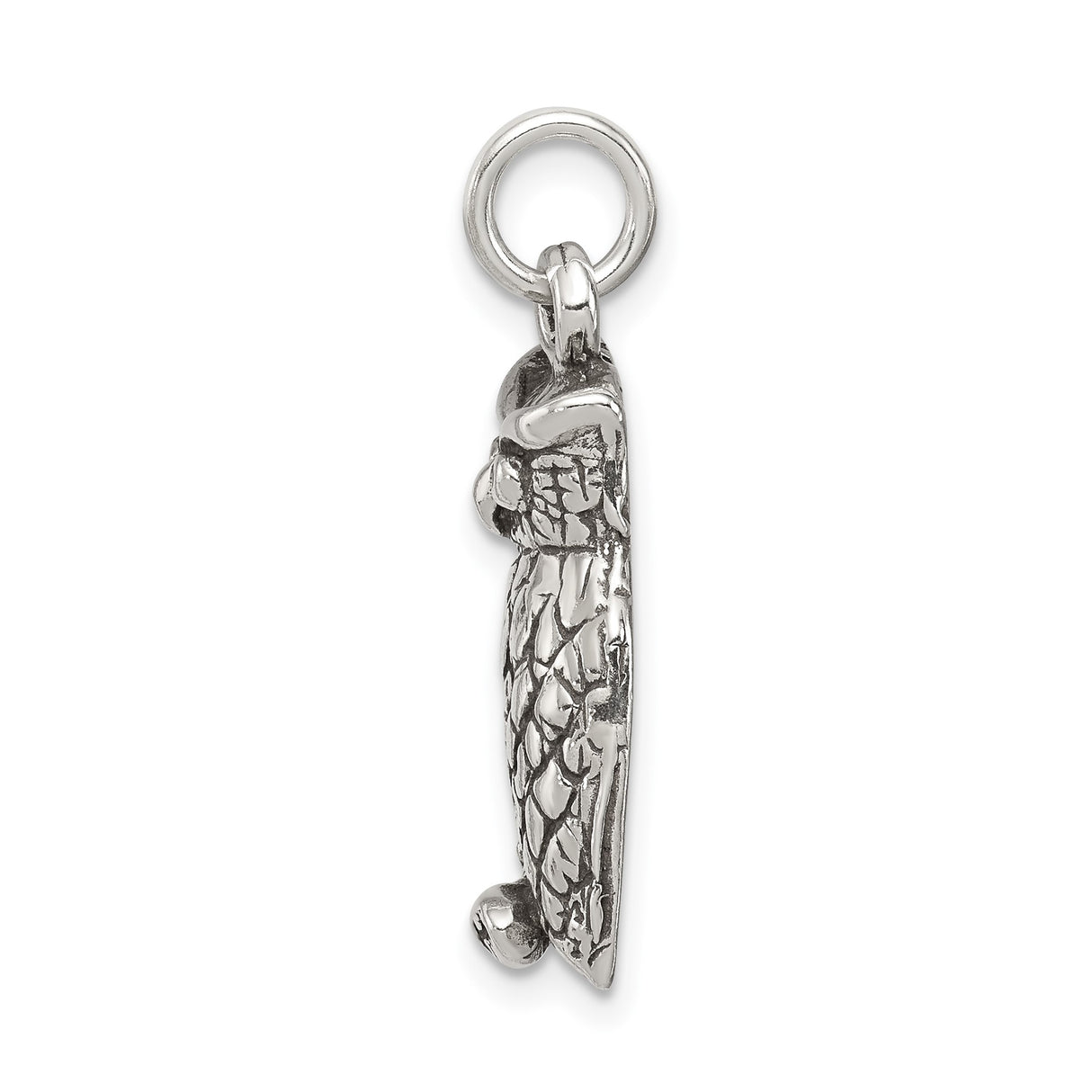 Sterling Silver Owl Pendant with Detailed Feather and Branch Design, Nature Inspired