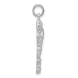 Sterling Silver Parrot Pendant with Detailed Feather Engraving, Nature-Inspired Animal Charm