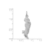 Sterling Silver Parrot Pendant with Detailed Feather Engraving, Nature-Inspired Animal Charm