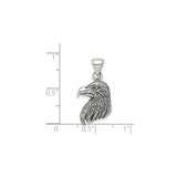 Sterling Silver Eagle Head Pendant with Feather Detail, Patriotic Biker Jewelry for Men