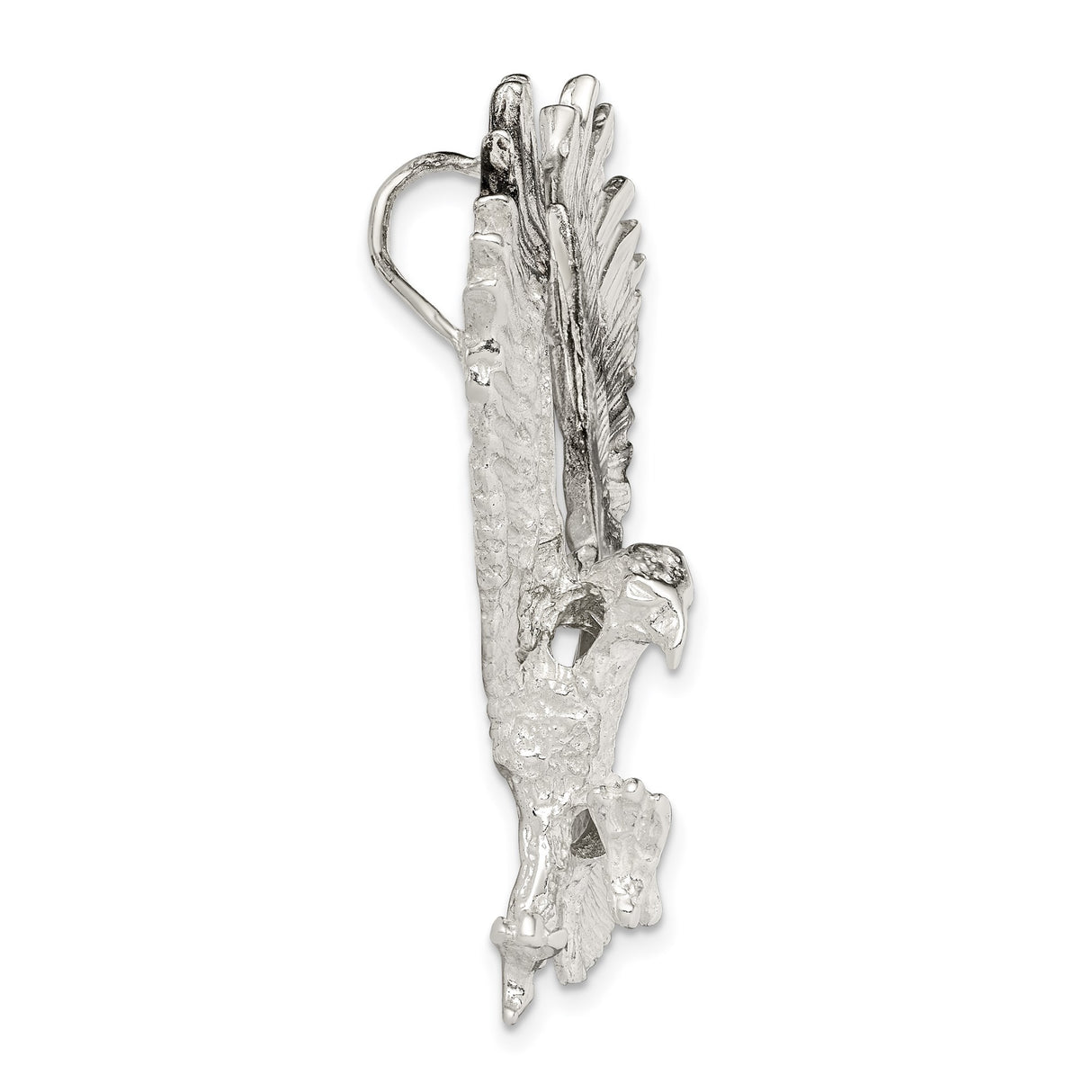 Sterling Silver Eagle Pendant with Outstretched Wings, Patriotic Military Jewelry for Men