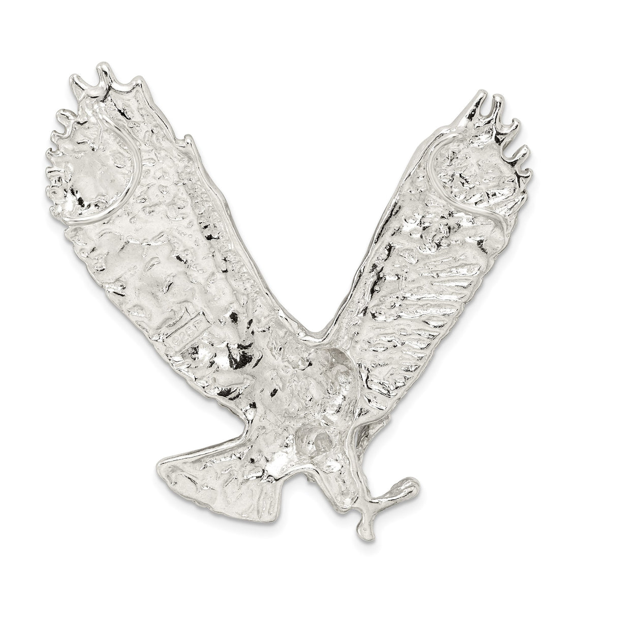 Sterling Silver Eagle Pendant with Outstretched Wings, Patriotic Military Jewelry for Men