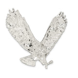 Sterling Silver Eagle Pendant with Outstretched Wings, Patriotic Military Jewelry for Men