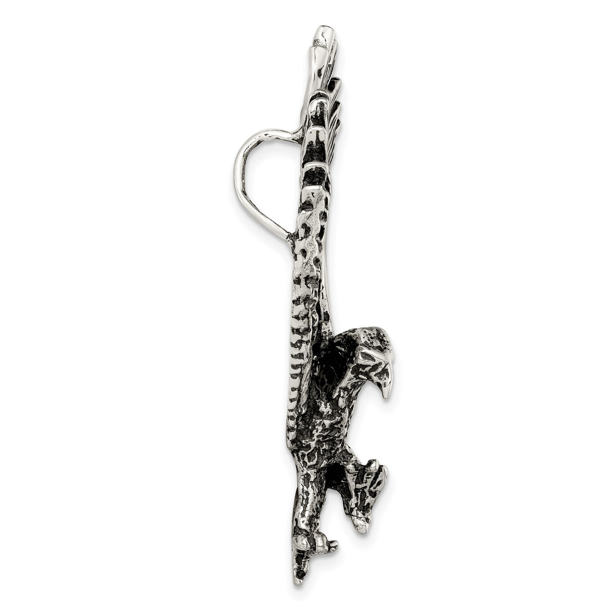 Sterling Silver Eagle Pendant with Outstretched Wings and Talons, Nature-Inspired Statement Jewelry