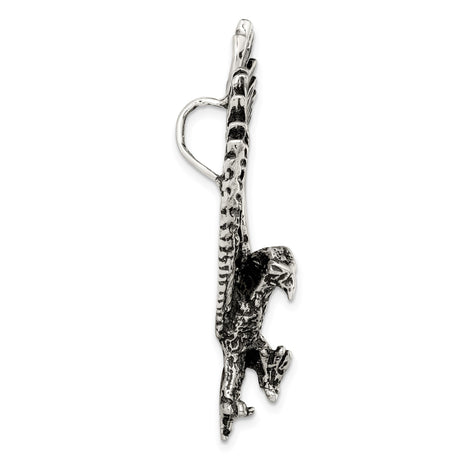 Sterling Silver Eagle Pendant with Outstretched Wings and Talons, Nature-Inspired Statement Jewelry