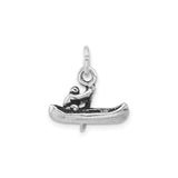 Sterling Silver Canoe Pendant with Paddler in Motion, Adventure Charm for Outdoor Enthusiasts