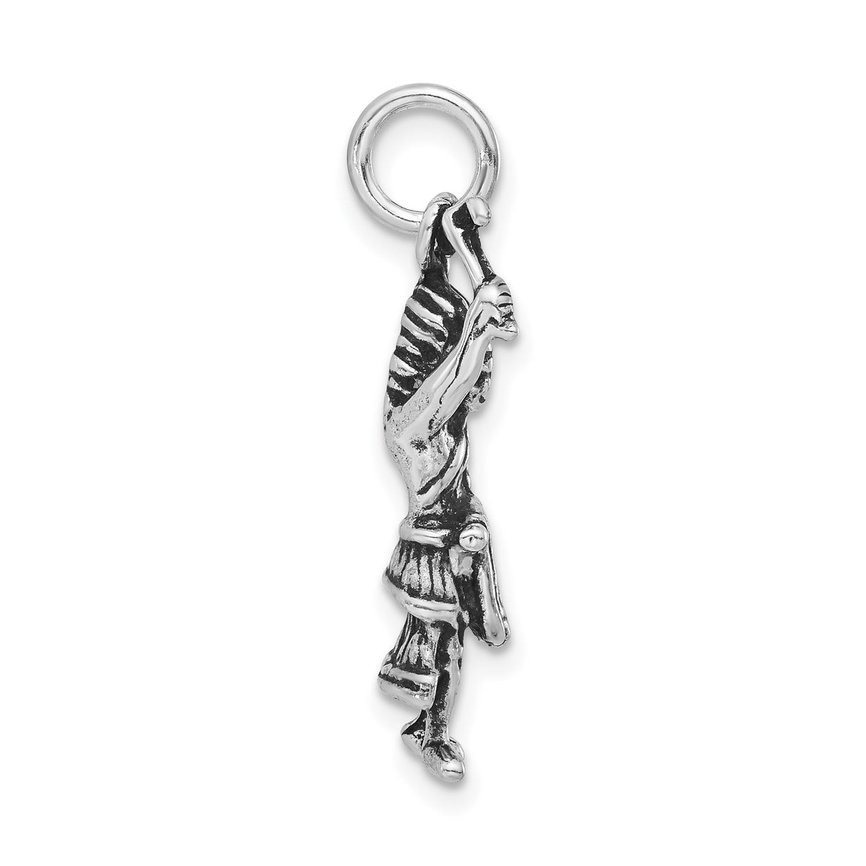 Sterling Silver Warrior Pendant with Club and Headdress, Tribal and Mythological Design