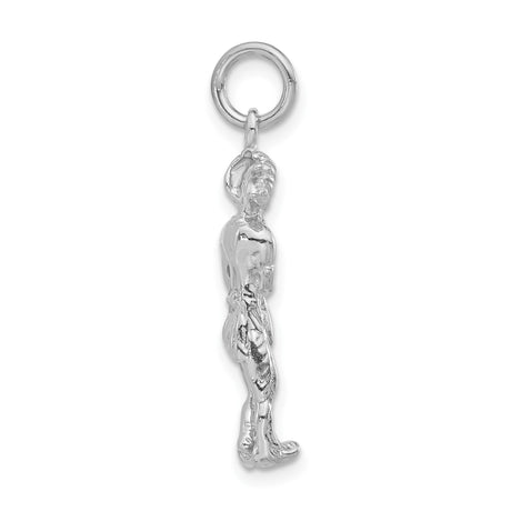 Sterling Silver Hunter Pendant with Bow and Headdress, Tribal Warrior Charm