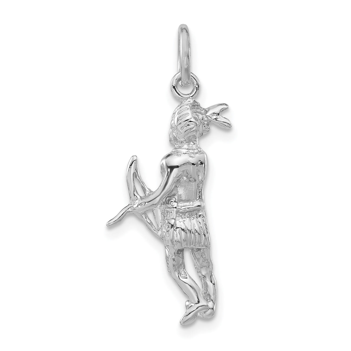 Sterling Silver Hunter Pendant with Bow and Headdress, Tribal Warrior Charm