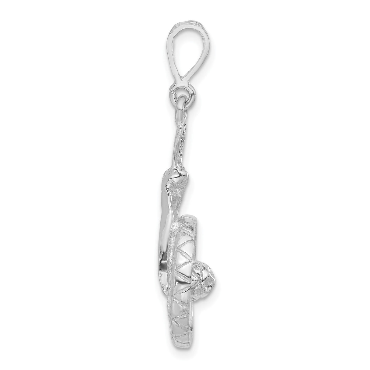 Sterling Silver Pendant Charm with Spiral Floral Openwork Design, Botanical Motif